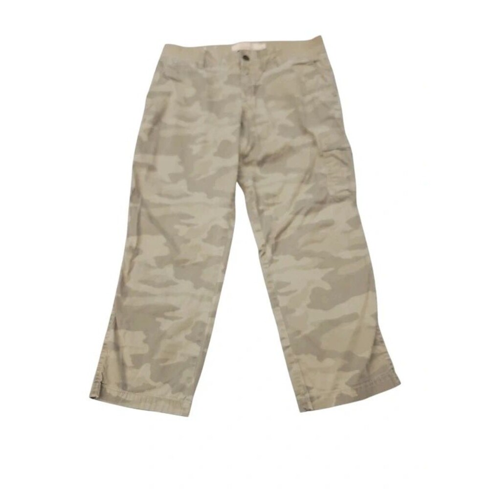 Y2K Sonoma Life + Style Tan Camo Cargo Capri Pants Size 6